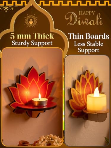 Alphatool 12 Pcs Lotus Wall Diya Holders for Home Pooja Decor - Image 5
