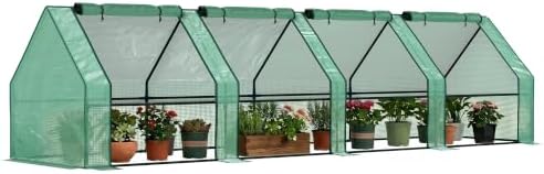 Outsunny 12' x 3' x 3' Mini Greenhouse Portable with Zippered Doors Green by Outsunny