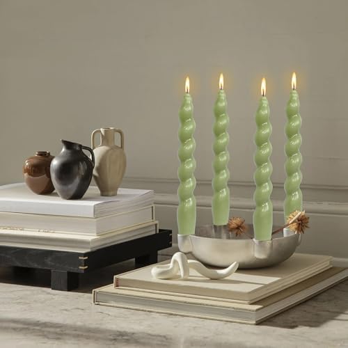 Christmas Short Candles Hunter-Green Twisted Spiral Candles 7.5 Inch Unscented Candlesticks Smokeless Handmade Taper Candle 4 PCS for Dinner Decoration Holiday Gifts - Image 6