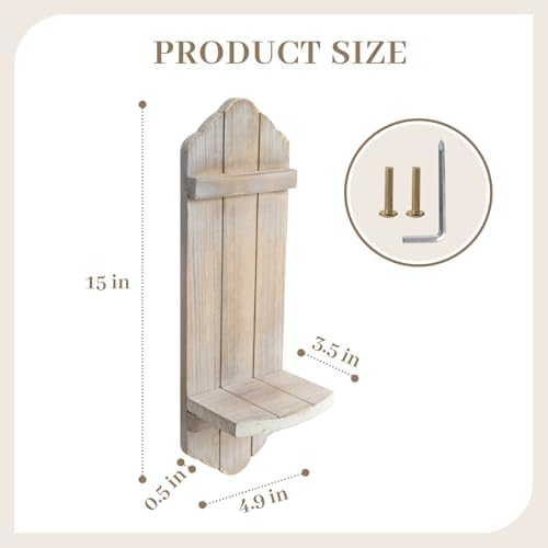 Wall Candle Sconces Set of Two, Rustic Wood Wall Candle Holder Decor, Farmhouse Wooden Candle Holder Wall Decorations for Fireplace, Hallway, Living Room, Bedroom,Washed Brown - Image 2