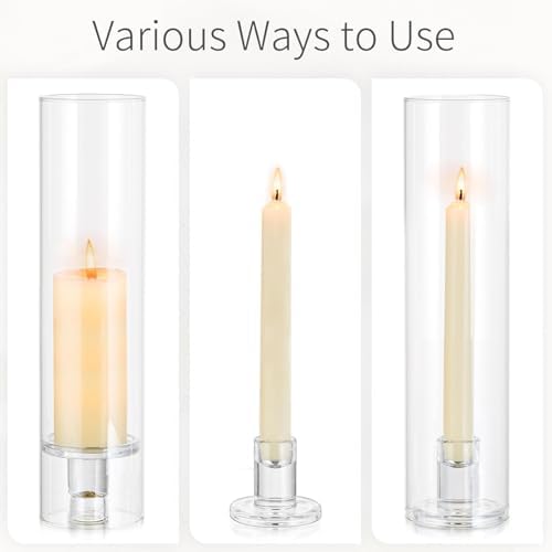 Hurricane Glass Candle Holders: 11.8" Tall Cylinder Cover Set of 2 - Image 3