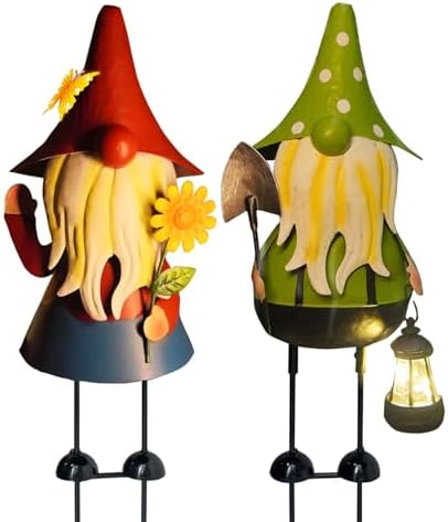 Solar Gnomes Garden Statue -18 Inch Gnomes Outdoor Decorations for Outside with Solar Lantern -Outdoor Figurine Lights for Patio Yard Lawn Porch by HONGLAND