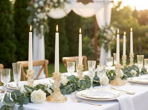 Gold Candle Holder Set of 12, Glass Taper Candle Holders Bulk - Image 4