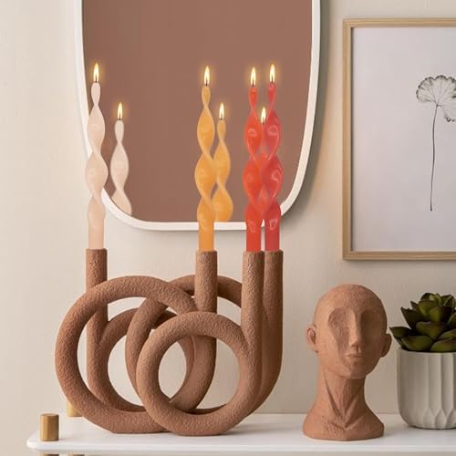 Smokeless Gradient Orange Spiral Taper Candle Unscented Taper Candlesticks Handmade 10 inch Long Twisted Candles for Wedding Home Decor Women Gifts - Image 5