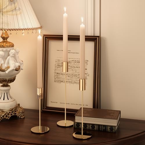 zeochyni French Gold Candlestick Holders Set of 3, Decor Taper Candle Holder for Wedding, Dinning, Party,Fits 3/4 Inch Thick Candle - Image 6