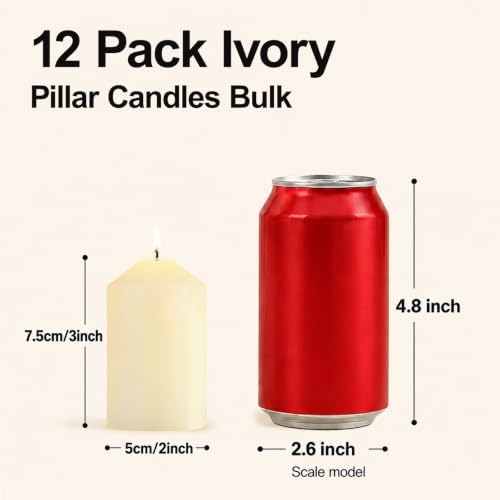 Pillar Candles Ivory Bulk 2x3Inch Unscented Candle for Votive 12Pack - Image 2