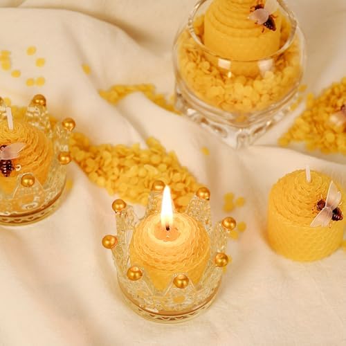 DEYBBY Yellow Natural Beeswax Votive Candles Set of 6 - Image 5