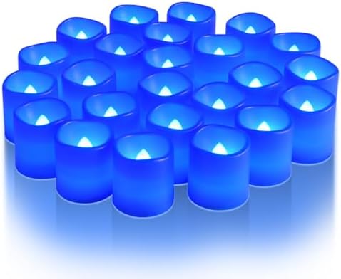 Homemory 12 Pack Blue Flameless Flickering LED Votive Tealights Candles by Homemory