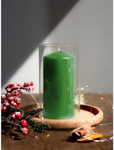 Candwax Green Pillar Candles Set of 3 - Perfect as Christmas Centerpiece Table Decorations - 80-Hour Burn Time Self-Extinguishing Candles for Home Decor - Cone-Top Grass Green Pillar Candles 3x6 - Image 5