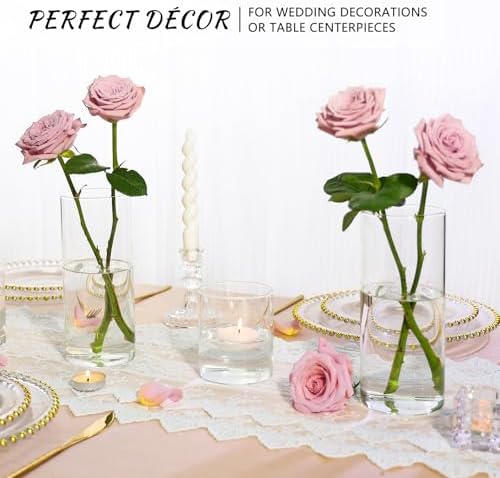 SUPMIND 8inch Glass Cylinder Vases for Centerpieces, 7Pcs Tall Flower Vases - Image 2