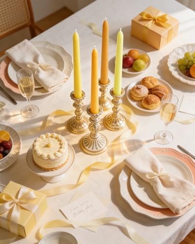 Viyffo Taper Candles 10 Inch Yellow 4 Pack Unscented, Smokeless - Image 4