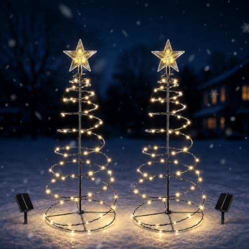 2 Pack 29 In Spiral Solar Christmas Tree Lights Outdoor Decoration by Unknown