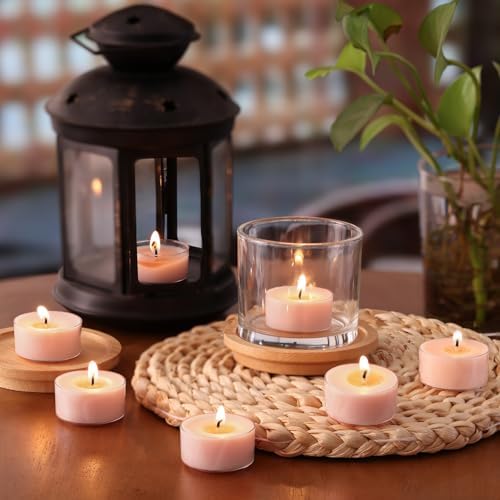 Scented Tea Lights Candles, Sakura Blush, 16 Pack – Soft Pink Scented Tealight Candles– 100% Palm Wax – 6 Hour Burn Time Aromatherapy Tea Light Votive Candle for Spring Decor, Bath, Romance - Image 5