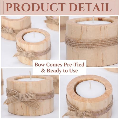 Ctosree Wooden Tealight Candle Holder Wedding Party Favor for Guest, 50 Pcs - Image 3