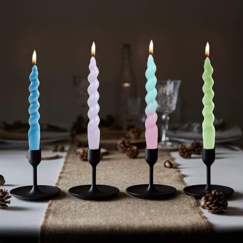 MAITREYA Green Spiral Taper Candles Conical Stick Candles Handmade Twisted Candles-Set of 4 for Decoration Weddings Party Church-Unscented Dripless Candles,7.5inch(A-Gradient Green) - Image 4