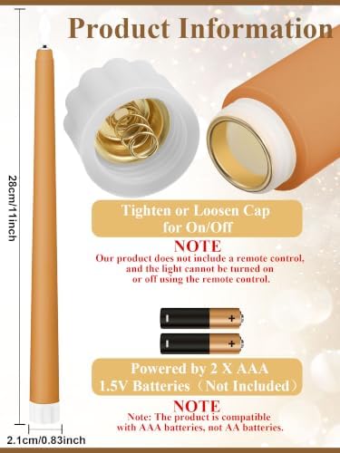 Treela 24 Pcs Flameless LED Taper Candles, Fall, 11 Inch, Warm Color - Image 2
