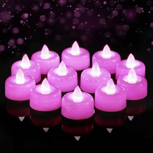 Amagic 12Pack Light Purple Fake LED Tea Lights Candles Battery Operated by AMAGIC