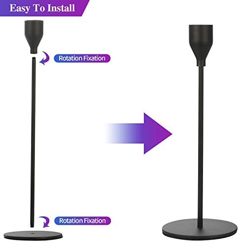 Set of 3 Black Candlestick Holders - Decorative Taper Candle Holders for Home Decor, Wedding, Dining, Party, Anniversary - Image 5