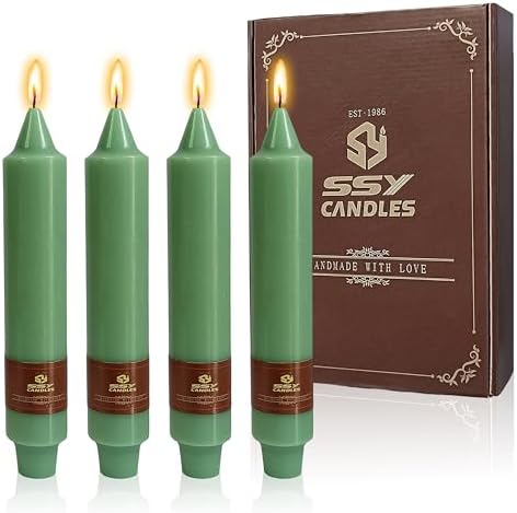 Sage Green Short Taper Candle 7 Inch Candlesticks Unscented Dripless Tapered Candle Set for Home Decor Wedding Party Dinner Candles, 4 Pack by XINAOBAOLUO