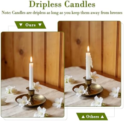 White Taper Candles, Mothers Day Gifts for Mom,10 Inch Dripless Candlestick, Jasmine Scented Colonial Candle, Dripless Long-Lasting Burning Candle Sticks for Home Décor, Dinner, Weddings,4Pack - Image 3