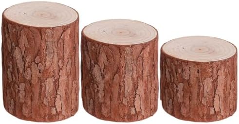 Vaguelly 3Pcs Cedar Wood Tree Stump Display Stands Small Tree Stand Base for Diy Crafts Wooden Tea Light Holder Pillar Candle Stand Photography Prop Natural Wood Decor for Centerpieces by Vaguelly