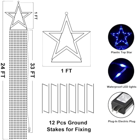 23FT Christmas String Lights, Waterfall Star Lights Outdoor for Yard - Image 3