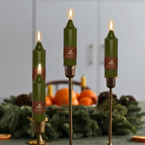 Olive Short Taper Candle Candle Sticks, 5 Inch Mini Pillar Candles Small Taper Candles, 4PCS Handmade Unscenteds Candlesticks for Festive, Party, Spell, Wedding, Home Decor - Image 5