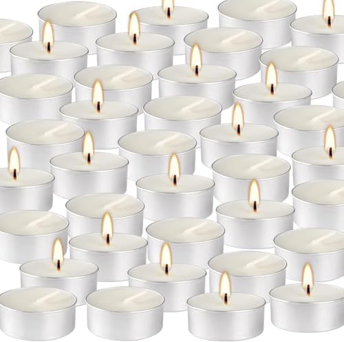 Unscented Tealight Candles 100 Pack, 4 Hours Smokeless Dripless White Mini Tea Candle Bulk for Home, Wedding, Party, Shabbat, Christmas & Emergency Use - Image 2