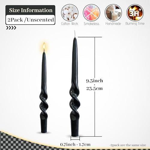 Smokeless Spiral Taper Candles 9.5 Inch Unscented Twisted Candle Sticks for Home Decor Weddings - Image 5