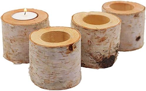Christmas Birch Tealight Holder Real Birch Log Candle Holders Wooden Tealight Candleholder Succulent Plant Holder for Home Party Fireplace Decoration (Pack of 4 Same Height 2.36"x2.36") by Unknown