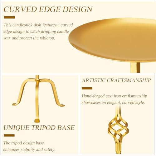 3 Pcs Gold Iron Candlestick Holders 9.8,8,6.3 Inch,Retro - Image 5