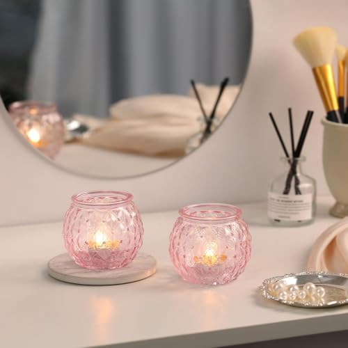 DARJEN 8 Pcs Pink Votive Candle Holders 2.55"x2.6" Tealight Candle Holder - Image 6