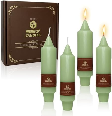 Green Short Taper Candle Candle Sticks, 5 Inch Mini Pillar Candles Small Taper Candles, 4PCS Handmade Unscenteds Candlesticks for Festive, Party, Spell, Wedding, Home Decor by FCMSHAMD
