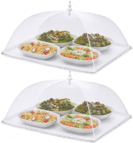 Simply Genius Food Tents for Outdoor Serving - 2-Pack Extra Large 39 in x 24 in, White - Mesh Cover & Foldable Nets for Outdoor Entertaining & Party Supplies, Picnic & Backyard Essentials by SimplyGenius