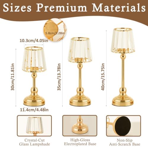 Set of 3 Glass Gold Hurricane Candle Holders - Image 3
