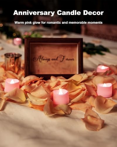 Homemory 24-Pack Pink Remote Flameless Battery Tea Light Candles, 400+ Hrs - Image 4