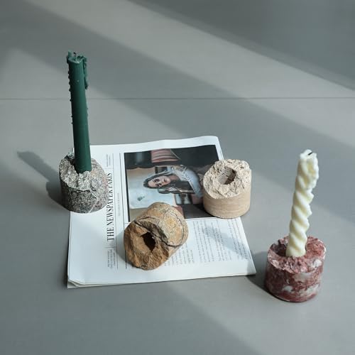 Travertine Taper Candle Holder Handmade Stone Candlestick Table Decor Stand - Image 6