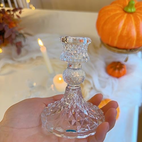Clear Glass Candlestick Holders, Taper Candle Holders, Set of 6 - Image 6