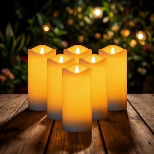 Livinlarge Solar Candles Outdoor Waterproof,6pcs 3"x6" Solar Flamele Candle by Livinlarge