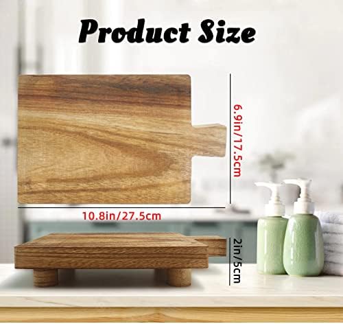 2Pcs Handmade Wooden Tray, Bathroom and Kitchen Decor, 10.8 x 6.9 in - Image 6
