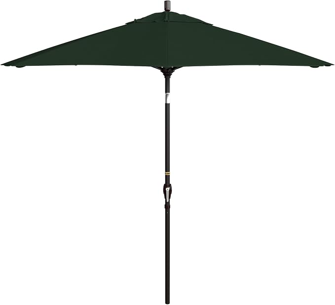 California Umbrella 9' Round Aluminum Market Umbrella, Crank Lift, Push Button Tilt, Bronze Pole