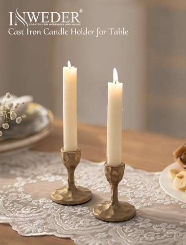 Antique Brass Candlestick Holders: Cast Iron Taper Candle Holder - Image 4