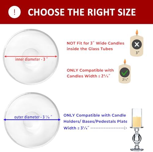 CYS EXCEL 6 PCS (H:6" D:3") Open Ended Glass Hurricane Candleholder Tube Shade | Multiple Size Choices Open Flame Candle Chimney Tube Cover | Bottomless Cylinder - Image 3