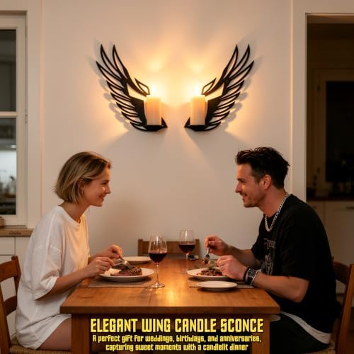 GEZIDEA Metal Wall Candle Sconce Holder Set of 2 Wall Mount Candle Holder Black Modern Wall Candle Sconces Hanging for Bedroom Living Room Farmhouse Fireplace Wedding Hanging Art Decorations Or Candle - Image 2