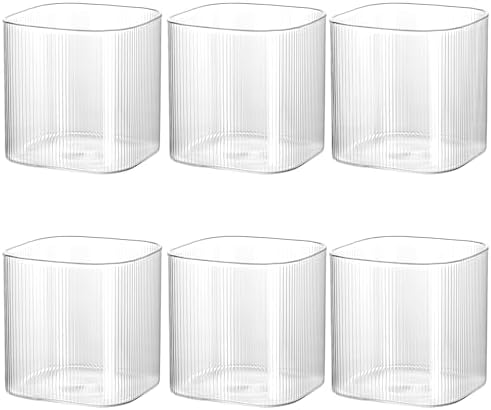 6 Pack Square Glass Vases for Centerpieces 4" x 4" x 4", Clear Flower Vases by TripodBird