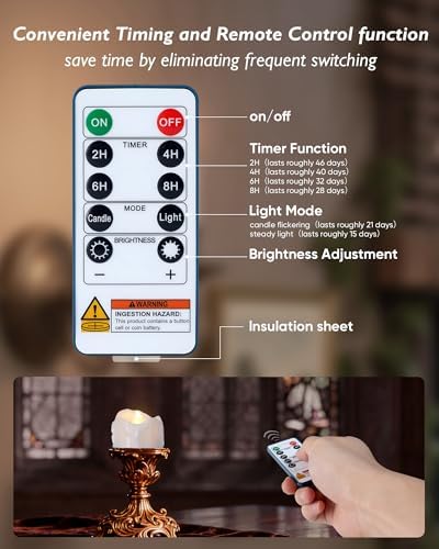 Homemory 24-Pack Remote Flameless LED Battery Tea Light Candles, 400+Hrs - Image 3