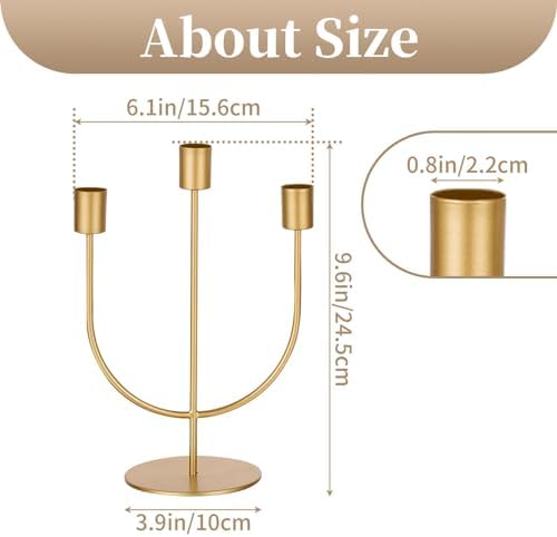 Sziqiqi Gold Candelabra Candle Holders Set of 2, 3 Arm Candelabras - Image 4