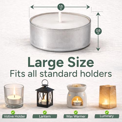 Zuvo Tea Lights Candles 8 Hour Burn (50 Pack) - Unscented White Tealight Candles, Long Burning Smokeless Tea Lights for Weddings, Home, Shabbat, Emergency - European Made, Lead-Free Cotton Wick - Image 2