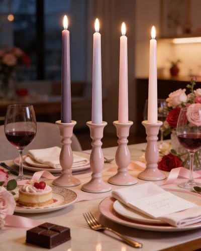 Viyffo Taper Candles 12 Inch Pink 4 Pack Unscented Smokeless - Image 5