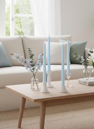 10" Classic Taper Candles, Sky Blue, 12-Pack, 7-8 Hours Long Burning, Unscented Tall Candlesticks - Image 6